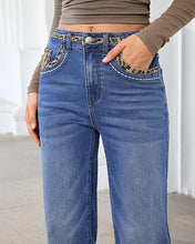 luvamia FleXcLusive Wide Leg Jeans for Women High Waisted Leopard Patchwork Denim Pants Stretchy, Baggy Straight Leg, 29.5" Inseam, Leopard Trimmed Waist & Front Pockets, Cheetah Print Back Pockets, Western Outfit