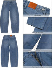 luvamia FleXcLusive Barrel Jeans Women Trendy High Waisted Wide Leg Baggy Denim Pants Adjustable Back Cinched Waist, Front Seam Jeans, Ankle Length, Stretchy Jeans for Women, 28 Inch Inseam, Casual Fall Outfit