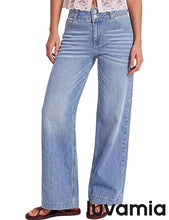 luvamia FleXcLusive Wide Leg Jeans for Women Trendy High Waisted Stretchy Denim Pants Wide Leg Pants, High Rise, 29.5" Inseam, 90s, Baggy Straight Leg Jeans, Stretch, Button Front, Western Denim Outfit for Women