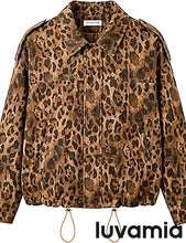 luvamia Faux Suede Leopard Jackets for Women Oversized Zip Up Bomber Coats Cheetah Animal Print Fall Jackets, Snap-Button Shoulder Tabs, Inner Lining, 2026 Trendy Fall Winter Coats, Western Outfits