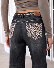 luvamia FleXcLusive Wide Leg Jeans for Women High Waisted Leopard Patchwork Denim Pants Stretchy, Baggy Straight Leg, 29.5" Inseam, Leopard Trimmed Waist & Front Pockets, Cheetah Print Back Pockets, Western Outfit