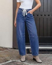 luvamia FleXclusive Barrel Jeans Women Trendy Baggy High Waisted Drawstring Denim Pants Barrel Wide Leg Pants, 27.5" Inseam, Baggy Jeans, Stretchy, Ankle Length, Drawstring Adjustable Waist, Casual Denim Outfits