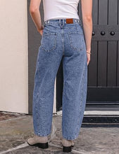 luvamia FleXcLusive Barrel Jeans Women Trendy High Waisted Wide Leg Baggy Denim Pants Adjustable Back Cinched Waist, Front Seam Jeans, Ankle Length, Stretchy Jeans for Women, 28 Inch Inseam, Casual Fall Outfit