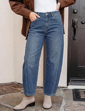 luvamia FleXcLusive Barrel Jeans Women Trendy High Waisted Wide Leg Baggy Denim Pants Adjustable Back Cinched Waist, Front Seam Jeans, Ankle Length, Stretchy Jeans for Women, 28 Inch Inseam, Casual Fall Outfit