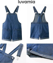 LUVAMIA Women's Denim Jumpsuit Overall Adjustable Sleeveless Stretch Short Romper Jean.
