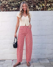 luvamia Barrel Jeans Women Deer Print High Waisted Patterned Denim Pants Knee Darts, 27.5" Inseam, Stretchy, Patterned Pants, Deer Fawn Print, Baggy Jeans Y2K, Speckled Dots, Concert Outfits Women
