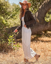 luvamia Fringe Jackets For Women Trendy Cropped Faux Suede Jacket Women Faux Leather Fall Jackets For Women, Full Lining, Zip Up, Tassel Cowgirl Jacket, Country Concert, Western Outfit For Women
