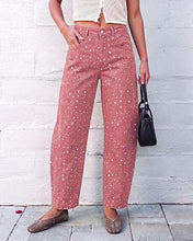 luvamia Barrel Jeans Women Deer Print High Waisted Patterned Denim Pants Knee Darts, 27.5" Inseam, Stretchy, Patterned Pants, Deer Fawn Print, Baggy Jeans Y2K, Speckled Dots, Concert Outfits Women