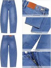 luvamia FleXcLusive Barrel Jeans Women Trendy High Waisted Wide Leg Baggy Denim Pants Adjustable Back Cinched Waist, Front Seam Jeans, Ankle Length, Stretchy Jeans for Women, 28 Inch Inseam, Casual Fall Outfit