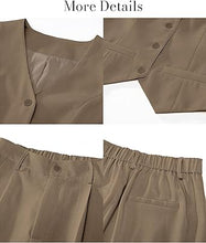 LUVAMIA Women 2 piece Vest Set Wide Leg Business Casual V Neck Sleeveless Suit Work Pant