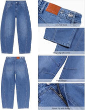 luvamia FleXcLusive Barrel Jeans Women Trendy High Waisted Wide Leg Baggy Denim Pants Adjustable Back Cinched Waist, Front Seam Jeans, Ankle Length, Stretchy Jeans for Women, 28 Inch Inseam, Casual Fall Outfit