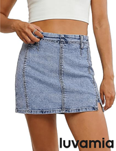 luvamia FleXclusive Jean Skorts for Woman High Waisted Side Slit Mini Short Skirt with Shorts Stretchy Denim Skirts Country Concert