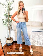 luvamia Wide Leg Jeans for Women Trendy High Waisted Flare Jeans Cropped Denim Pants Stretchy Baggy with Patch Pockets