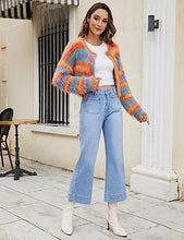 luvamia Wide Leg Jeans for Women Trendy High Waisted Flare Jeans Cropped Denim Pants Stretchy Baggy with Patch Pockets