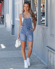 luvamia FleXclusive Denim Overalls for Women Loose Fit Baggy Jean Shorts Overall Bib Summer Casual Stretchy Adjustable Shortalls