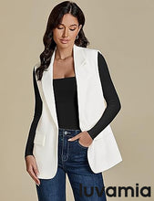 luvamia Women's sleeveless business style lapel vest jacket