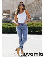 LUVAMIA Women's Full Length High Waist Skinny Fit Denim Slight Stretch Slim Jeans