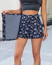 luvamia FleXclusive Denim Skorts for Woman Trendy Floral Print Faux Wrap Stretchy High Waisted Elasitc Waist Jean Shorts Skirt Skort