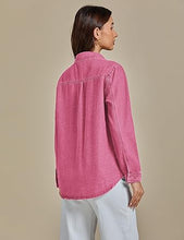 LUVAMIA Denim Jackets for Women Trendy Long Sleeve Button Down Shirt Jacket with Pocket