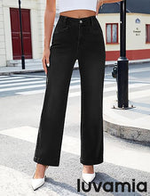 LUVAMIA Women's Wide-leg Jeans High Waist Fashion Jeans Trousers Jeans Versatile Commuter Style
