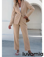LUVAMIA Women's Blazer Set Business Casual Full Fit Blazer Jackets and Straight Pant Suits with Pockets