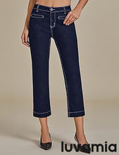 luvamia Capri Jeans for Women High Waisted Slim Straight Stretchy Denim Capris Pants Welt Pockets Casual Cropped Jeans