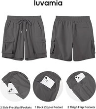 luvamia Hiking Shorts for Women High Waisted Pull On Cargo Casual Golf Water Resistant 7 Inch Inseam Mid Thigh Shorts