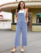 luvamia FleXclusive Denim Overalls for Women Wide Leg Capri Jean Jumpsuit Loose Fit Summer Stretchy Bib Overall Embroidered Raw Hem