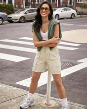 luvamia Hiking Shorts for Women Bermuda Knee Length Cargo Pull On Quick Dry Elastic Waist Sport 9'' Inseam Long Shorts