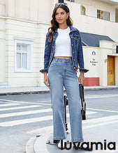 LUVAMIA Women's Wide-leg Jeans High Waist Fashion Jeans Trousers Jeans Versatile Commuter Style