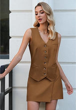 LUVAMIA Women's Business Vest Suit Set Sleeveless Blazer Skirt Outfit Workwear Matching