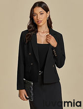 LUVAMIA Women Suit Jacket Double-Breasted Business Casual Long Sleeve Suiting Blazers