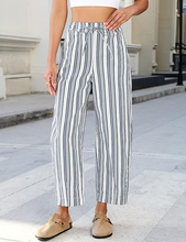 luvamia FleXclusive Barrel Jeans Women Trendy Striped Cropped High Waisted Pull On Elastic Waist Wide Leg Casual Stretch Denim Pants