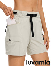 luvamia Cargo Shorts for Women Mid Thigh High Rise Lightweight Quick Dry Hiking Shorts Women Zipper Pockets with Belt