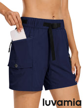luvamia Cargo Shorts for Women Mid Thigh High Rise Lightweight Quick Dry Hiking Shorts Women Zipper Pockets with Belt