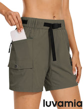 luvamia Cargo Shorts for Women Mid Thigh High Rise Lightweight Quick Dry Hiking Shorts Women Zipper Pockets with Belt