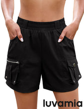 luvamia Hiking Shorts for Women Elastic Waist Pull On Quick Dry Zipper Pockets Lightweight Camping 5" Inseam Cargo Shorts