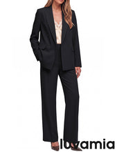 luvamia Pants Suits Women 2 Piece Double Breasted Business Casual Outfits Classic Notch Lapel, Wide Leg Pants, Structured Shoulders, Professional Dressy Pantsuit Set, Office Chic, 2026 Fall Fashion