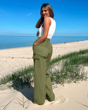GRAPENT Womens Cargo Pants Wide Leg Baggy High Rise Pull On Elastic Waist Stretch Loose Pants with Pocket 90s Outfit Y2K