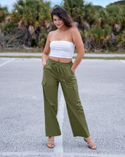 GRAPENT Womens Cargo Pants Wide Leg Baggy High Rise Pull On Elastic Waist Stretch Loose Pants with Pocket 90s Outfit Y2K