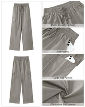 GRAPENT Womens Cargo Pants Wide Leg Baggy High Rise Pull On Elastic Waist Stretch Loose Pants with Pocket 90s Outfit Y2K