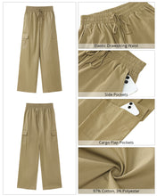 GRAPENT Womens Cargo Pants Wide Leg Baggy High Rise Pull On Elastic Waist Stretch Loose Pants with Pocket 90s Outfit Y2K