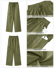 GRAPENT Womens Cargo Pants Wide Leg Baggy High Rise Pull On Elastic Waist Stretch Loose Pants with Pocket 90s Outfit Y2K