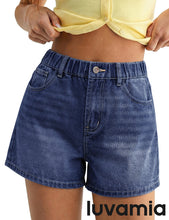 luvamia FleXclusive Jean Shorts for Women High Waisted Baggy Wide Leg Elastic Waist Mom Denim Shorts 4" Inseam Casual Summer Jorts