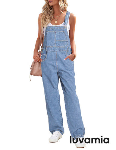 luvamia Women's Casual Vintage Overalls Loose Denim Bib Overall Jean Jumpsuits