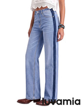 luvamia FleXclusive Straight Leg Jeans for Women High Waisted Tuxedo Stripe Denim Pants 29" Inseam, Stretchy Jean Pants, Tuxedo Stripe On The Side, Relaxed Fit Jeans With Design, 90s Style, Concert Outfits Women
