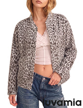 luvamia Women Leopard Print Bomber Jacket Oversized Wool Blend Fall Outfits Brushed, Cheetah, Animal Print Jackets, Stand Collar, Snap Button, Elastic Hem, Winter Coats with Pockets, Western Outfits