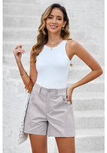 LUVAMIA Women's Chino High Waisted Elastic Waist Shorts Summer Straight Leg
