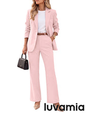 luvamia Pant Suits for Women 2 Piece Sets Business Casual Bootcut Pants Set Buttons Breasted Suit Jackets, High Waisted Bootcut Pants, 29" Inseam, Professional Office Pantsuits, Fall Teacher Outfits