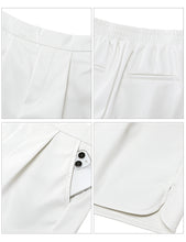 luvamia Faux Leather Shorts for Women High Wasited Pull On Pleated Side Slit Pleather Shorts with Elastic Waist Pockets